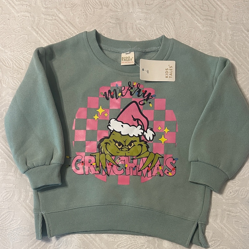 Festive Green Grinch Kids Sweatshirt